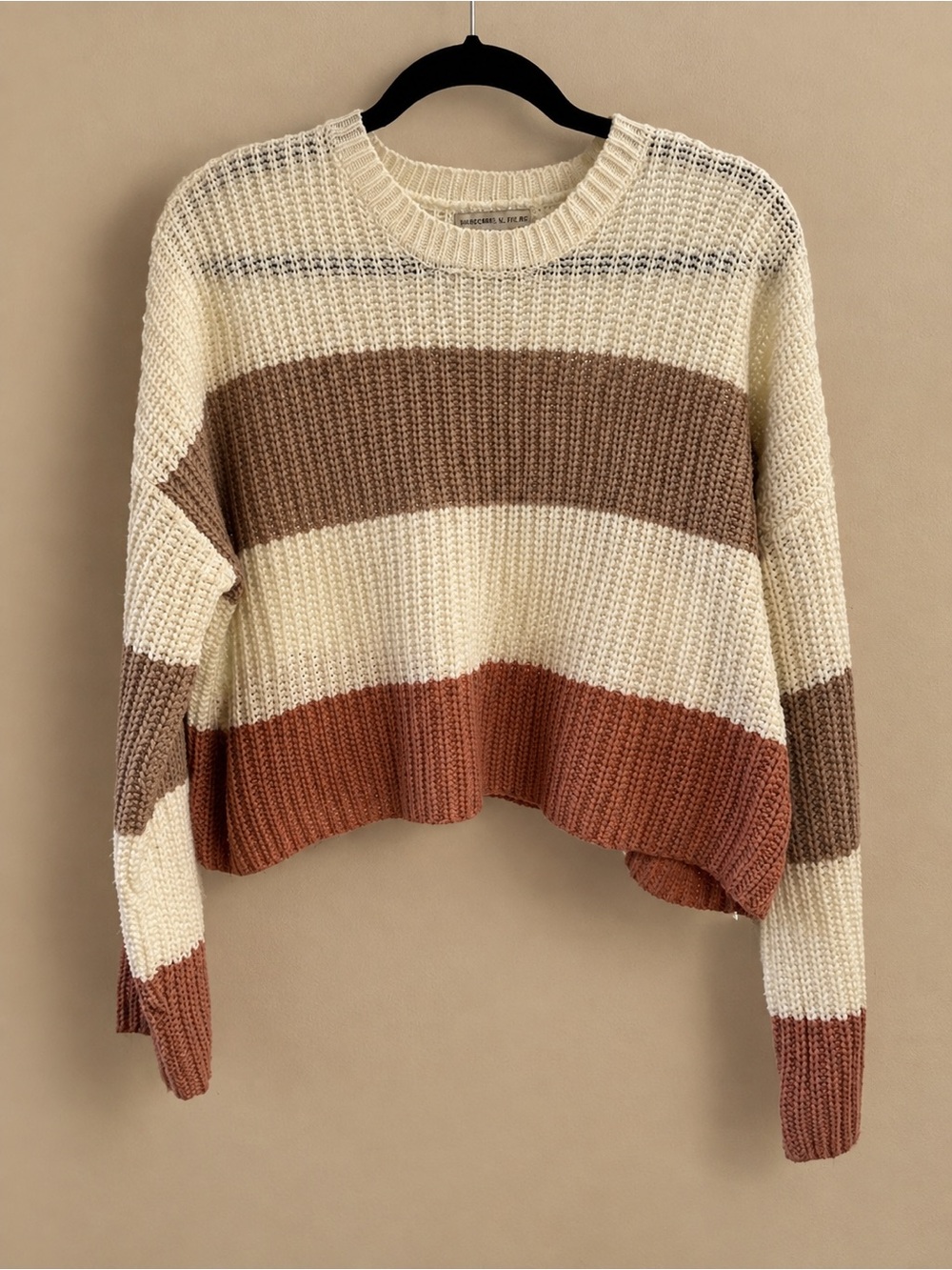Sincerely Jules Striped Cropped Knit Sweater - Cream, Brown & Rust
